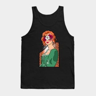 woman Girl head flowers neo traditional  romantic Tank Top